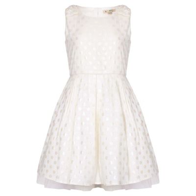 ivory Spot Sleeveless Party Dress